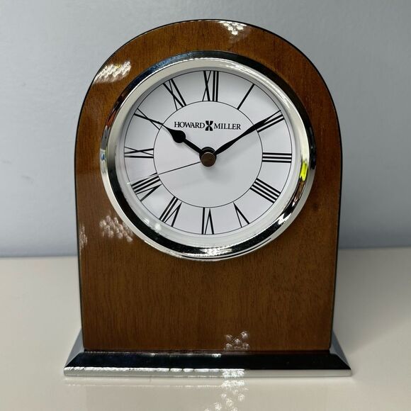 Howard Miller The Palermo Table Clock Walnut Veneered Piano Finish - Picture 1 of 5